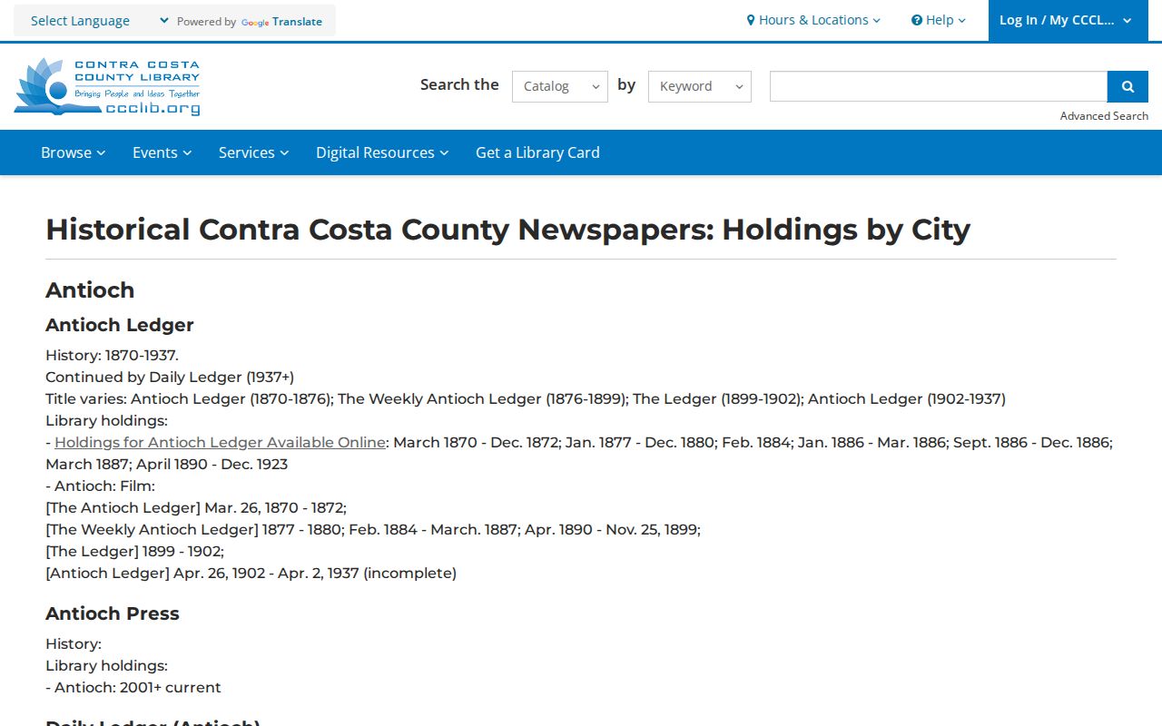 Antioch people search historical newspaper holdings