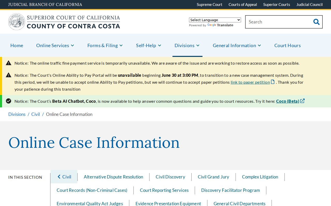 Antioch people search Contra Costa Superior Court case information