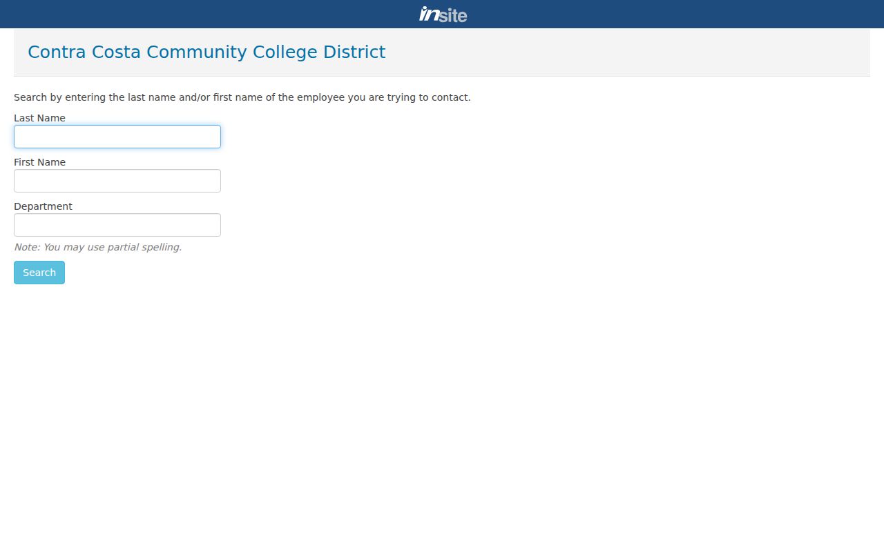 Antioch people directories screenshot of Contra Costa Community College District phone directory