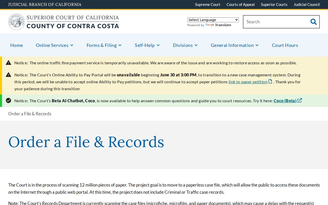 Antioch public records Contra Costa court records ordering