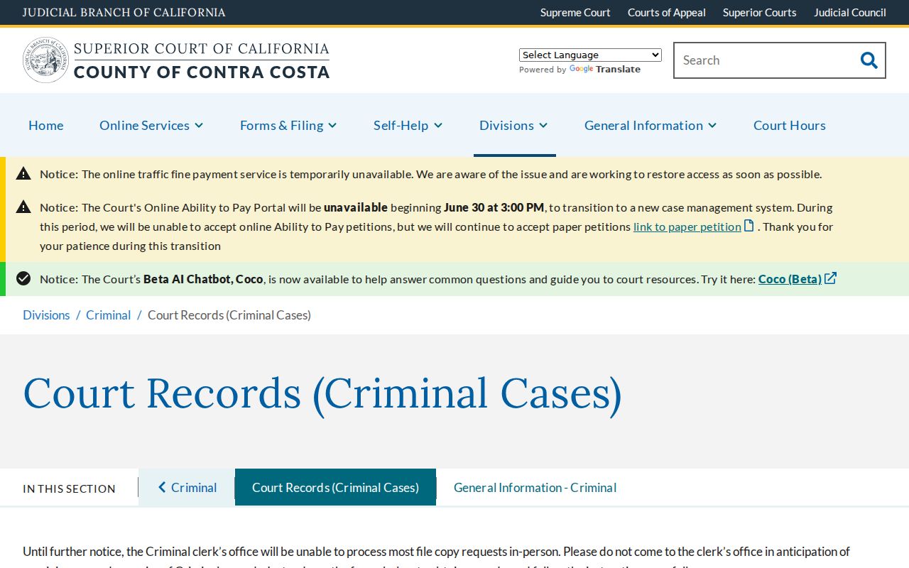 Antioch public records Contra Costa criminal court records