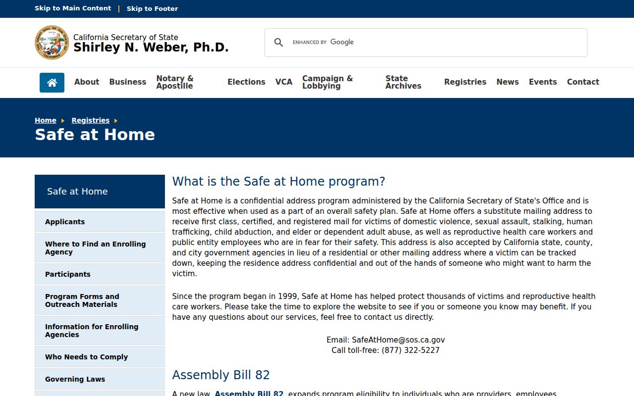 Antioch voter registration records Safe at Home confidentiality program