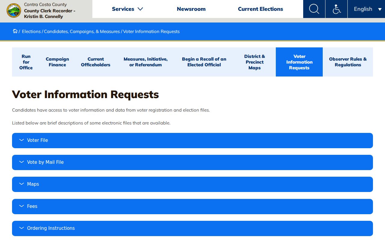 Antioch voter registration records Contra Costa voter information requests